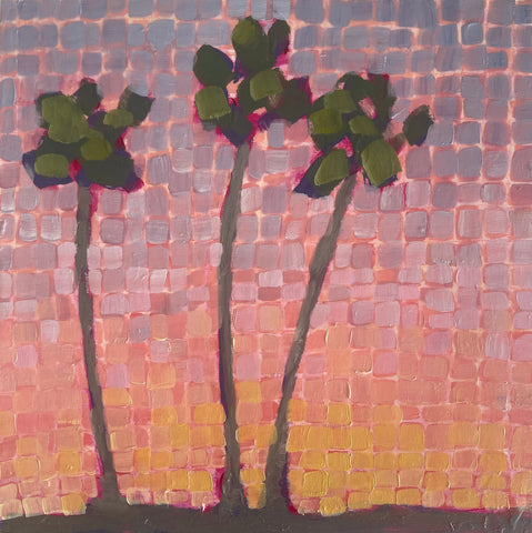 “Pink Palm Matrix” 12x12 inch painting