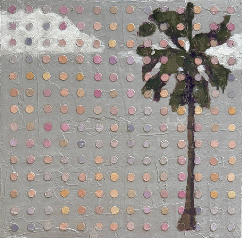 “Lone Palm Dot Matrix” 12x12 inch painting