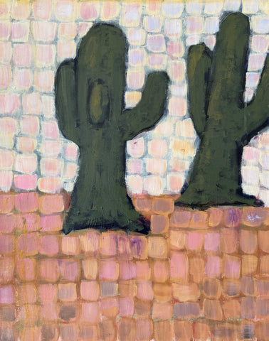 “Dos Saguaros Mosaic 1” 24x30 inch painting