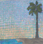 “Palm Mosaic in Blue” 12x12 inch painting