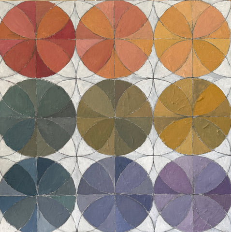 “Rainbow Color Wheels” 24x24 inch painting