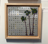 “Deep Greens and Blues Three Palm Dot Matrix” 12x12 inch painting