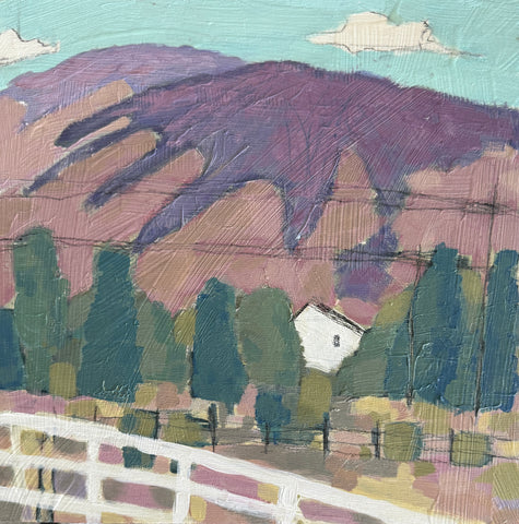 "Dimple Dell Fences" 12x12 inch acrylic painting